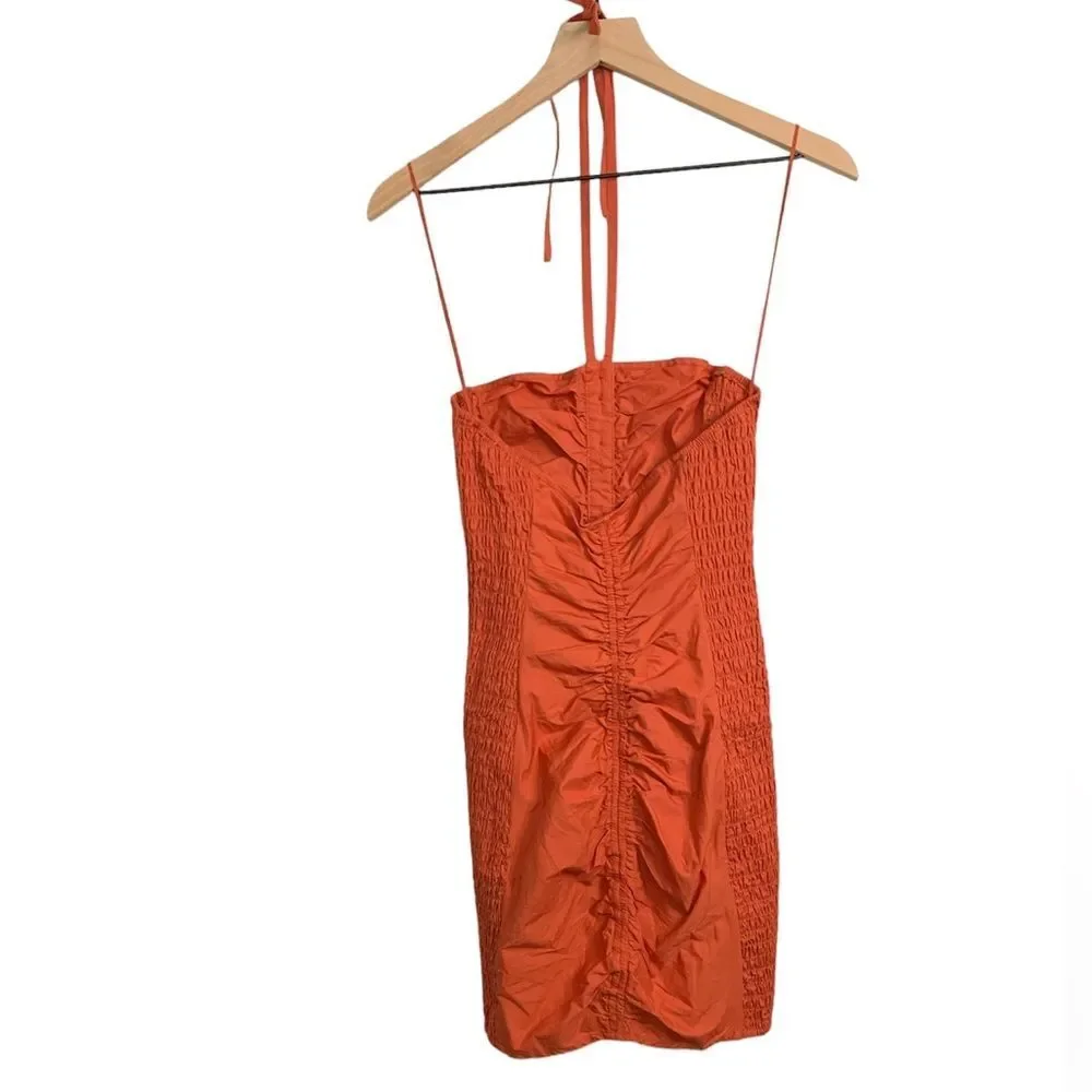 NWT Free People Women's Hold On Mini Dress in color red rust. Size XSmall